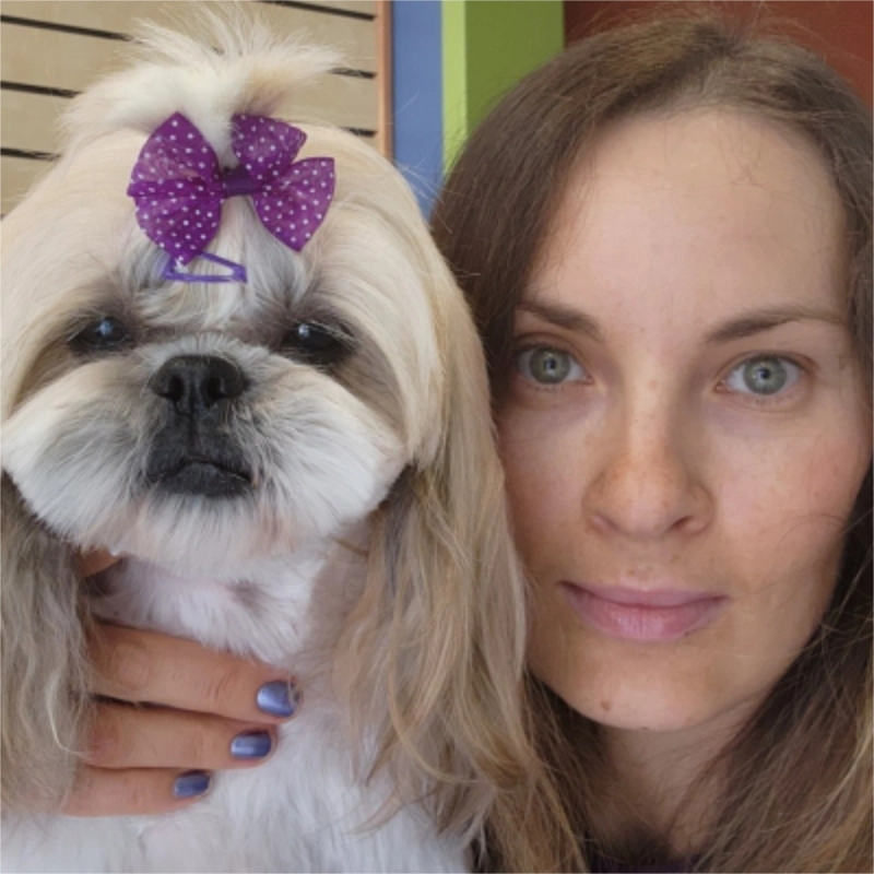 Olena with her dog