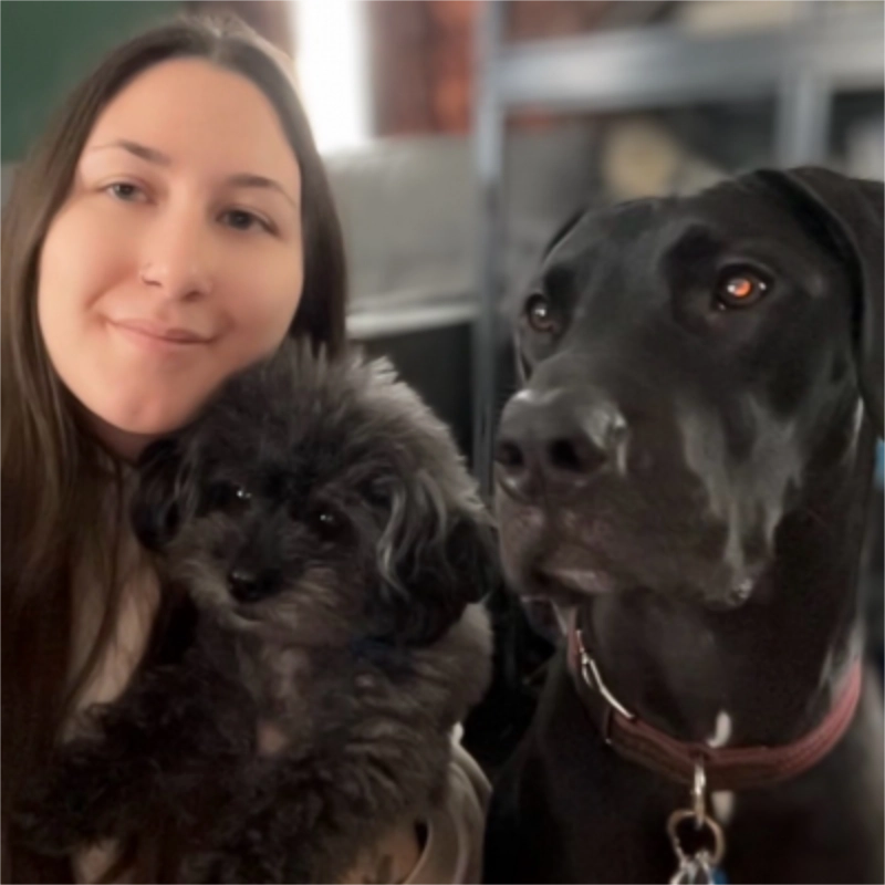 Kady with her dogs